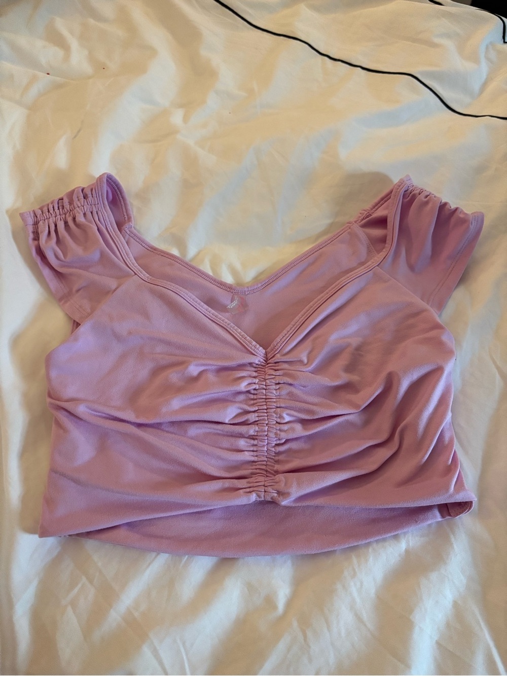 FP Movement by Free People Lavender Ruched V-Neck Crop Top